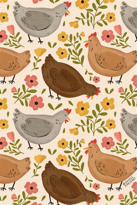 Colorful fabrics digitally printed by Spoonflower - Springtime Chickens | Chicken illustration ...