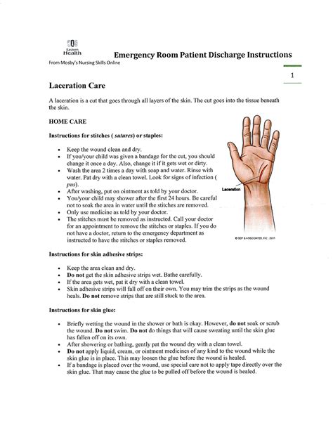 Laceration wound care patient handout