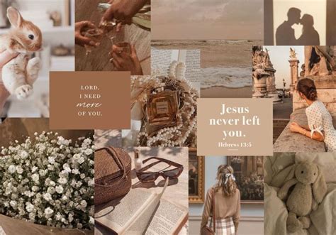 collage of brown images including flowers bible quotes, ocean ...