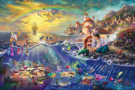 HD wallpaper: Disney Little Mermaid wallpaper, castle, cartoon, rainbow ...