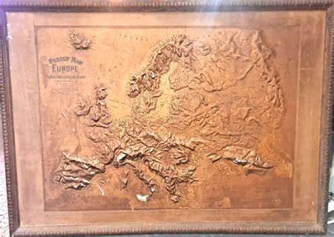 LARGE UNITED STATES Relief Map of Europe Central School Supply House 1892 $699.00 - PicClick