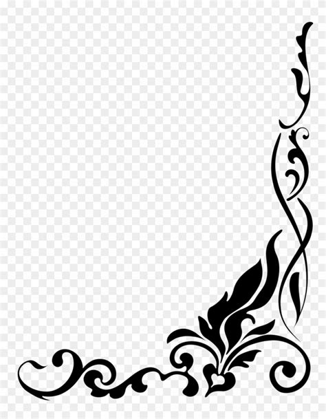 Clipart Borders - Black And White Floral Border Png - Free Transparent PNG Clipart Images Download