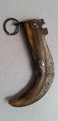 Antique Mexican Folding Curved Fighting Knife or Seca Tripas with Horn Handle -- Antique Price ...