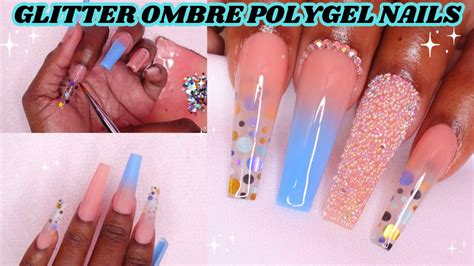 EASY BEGINNER FRIENDLY GLITTER OMBRE POLYGEL NAIL TUTORIAL USING ...