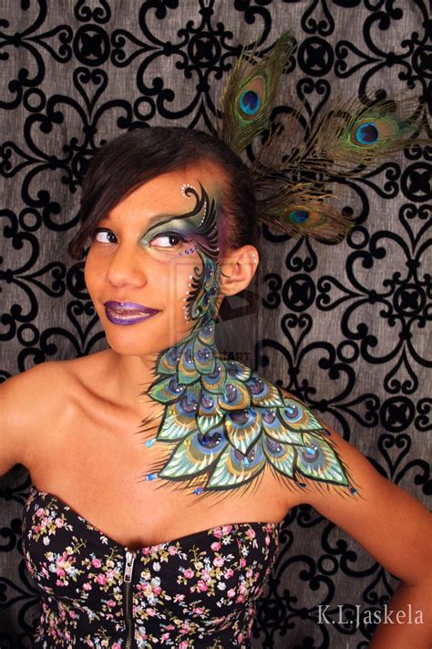Poised Peacock by ~Kirry on deviantART Peacock Makeup, Peacock Mask, Peacock Feather Tattoo ...