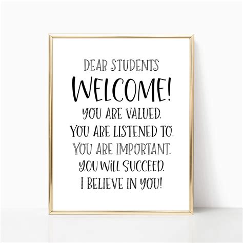 Dear Students Welcome Classroom Positivity Quote PRINTABLE - Etsy