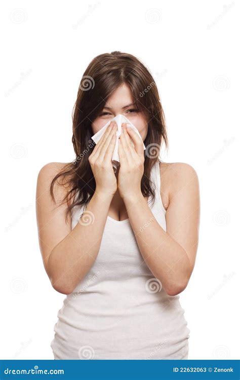 Blowing nose in a tissue stock image. Image of hanky - 22632063