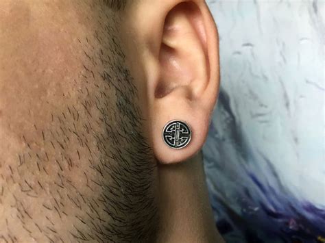 Men viking earrings One stud men Celtic earring studs Male | Etsy ...