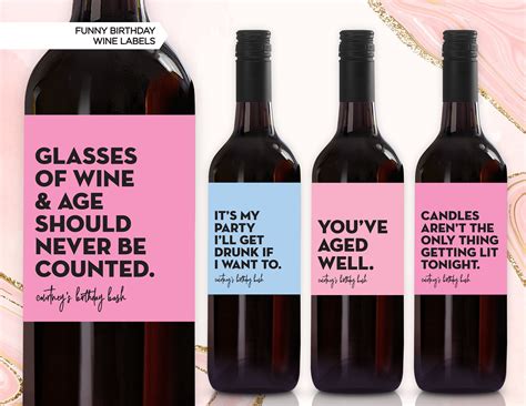 Funny Birthday Wine Labels Birthday Wine Dirty 30 Wine | Etsy