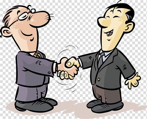 Handshake Cartoon Illustration, Handshake of two business people cartoon transparent background ...
