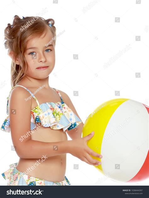 Little Girl Swimsuit Playing Big Ball Stock Photo 1038444397 | Shutterstock