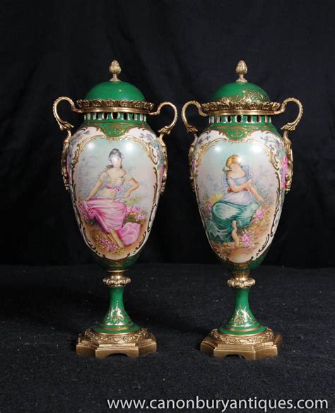 Photo of Pair Sevres Romantic Porcelain Vases Urns Maiden Potrait Panels | Porcelain vase ...