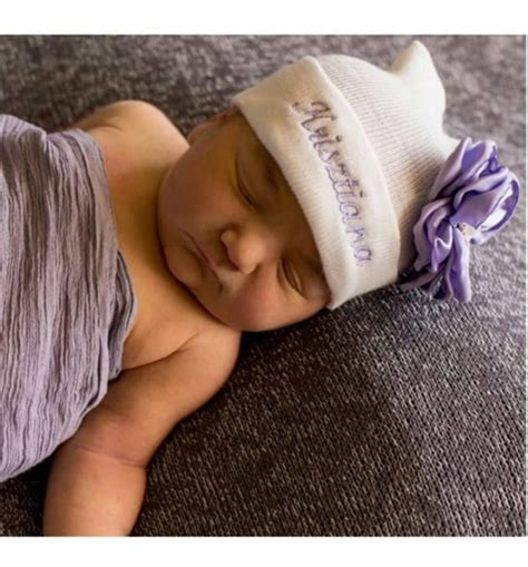 Newborn girl personalized hospital hat baby girl hospital | Etsy