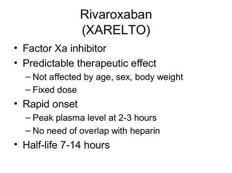 Rivaroxaban (XARELTO)