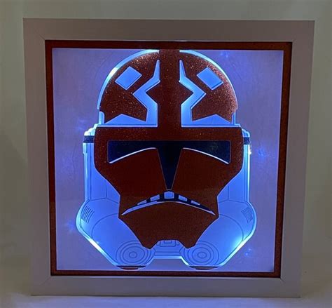 Ahsoka Tano Inspired 501st Clone Trooper 332nd Attack Battalion Helmet Lighted Shadow Box ...