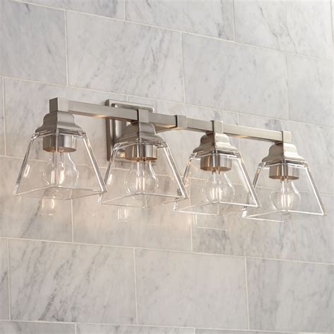 Regency Hill Modern Wall Light Satin Nickel Hardwired 28" Wide 4-Light ...