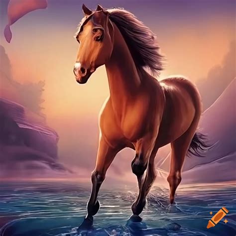 Disney movie poster of a thoroughbred horse on Craiyon