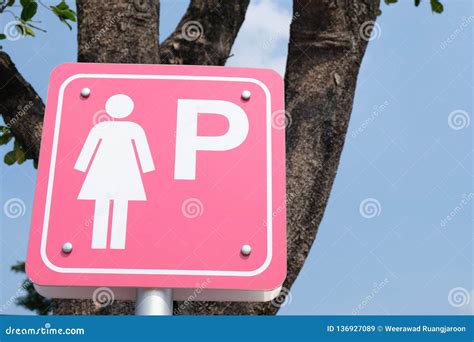 Lady Parking Sign on Blue Sky Background. Stock Image - Image of female ...