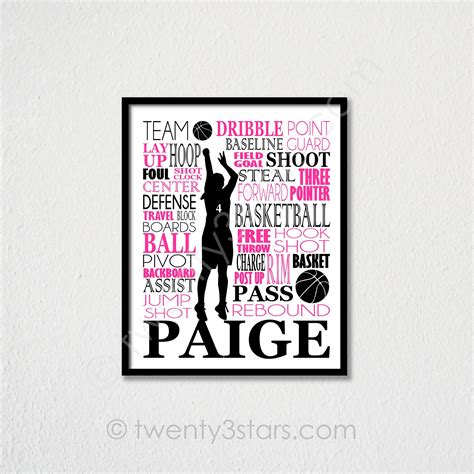 Girl's Basketball Poster Typography Girls Basketball Art | Etsy