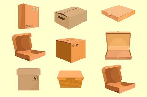 Premium Vector | Cardboard box set cardboard boxes set