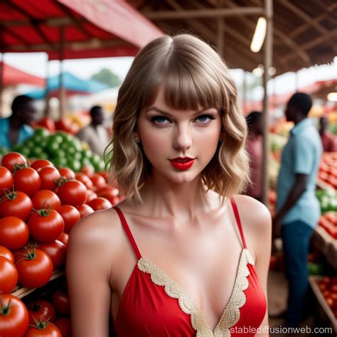 Taylor Swift in African Market with Tomatoes | Stable Diffusion Online