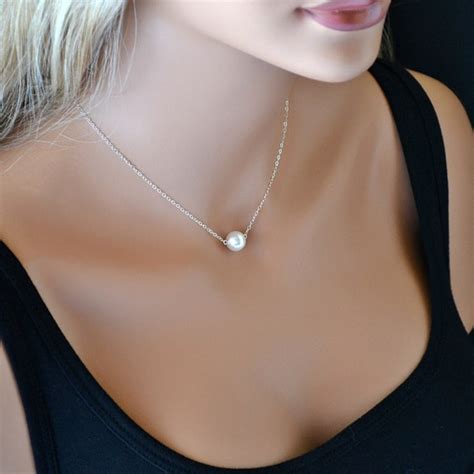 Single Pearl Necklace Bridesmaid Gift Single Pearl Necklace