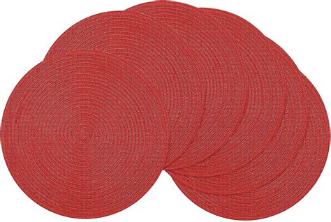 SHACOS Round Braided Placemats Set of 6 for Dining Table Round Placemat 15 inch Round Table Mats ...