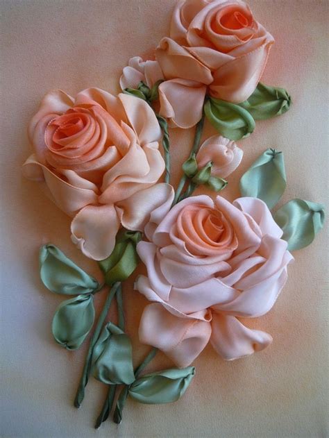 ribbon flowers | Ribbon embroidery, Ribbon roses, Silk ribbon embroidery