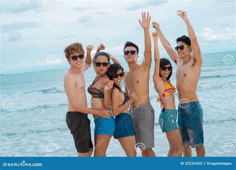 Beach party stock image. Image of excited, bonding, beach - 32225455