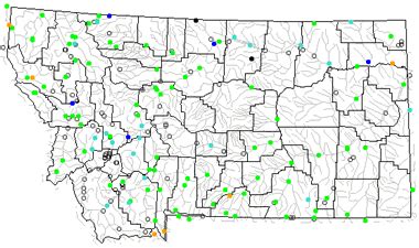 Map of Montana Lakes, Streams and Rivers