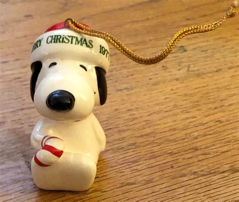 Snoopy Christmas Ornament Peanuts 1977 Porcelain Vintage Licensed ...