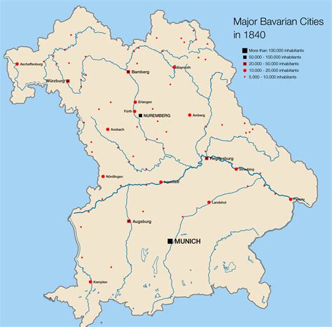 Map : Major Bavarian cities in 1840 [OC] [2000 x 2000] - Infographic.tv - Number one ...