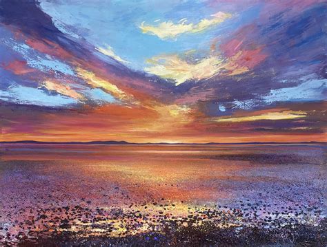 John Connolly 'Sunset Over Morecambe Bay' Painting - No Naked Walls