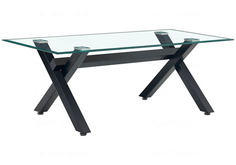 Table basse en verre pied noir CROSS - Meuble Salon Design Chic