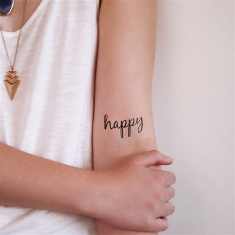 'happy' temporary tattoo (2 pieces) | Small tattoos, Tattoos for women ...