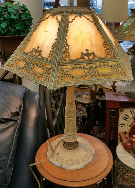 Antique Miller lamp Company Slag Glass table lamp