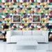 Modern Living Room Wall Art Colorful Triangle Wallpaper