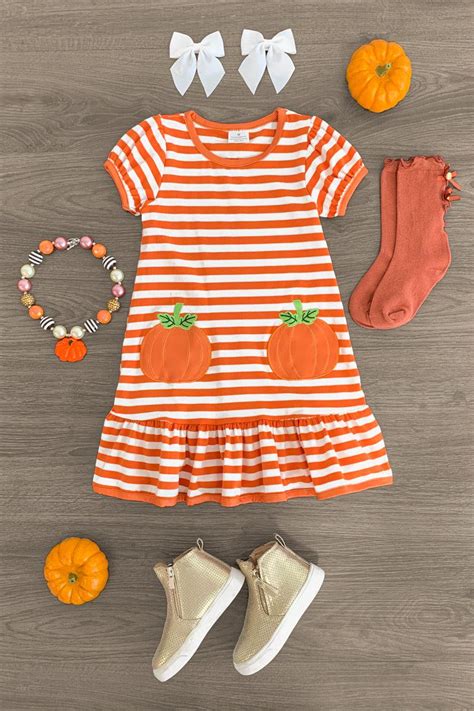 Orange Stripe Double Pumpkin Dress | Sparkle In Pink