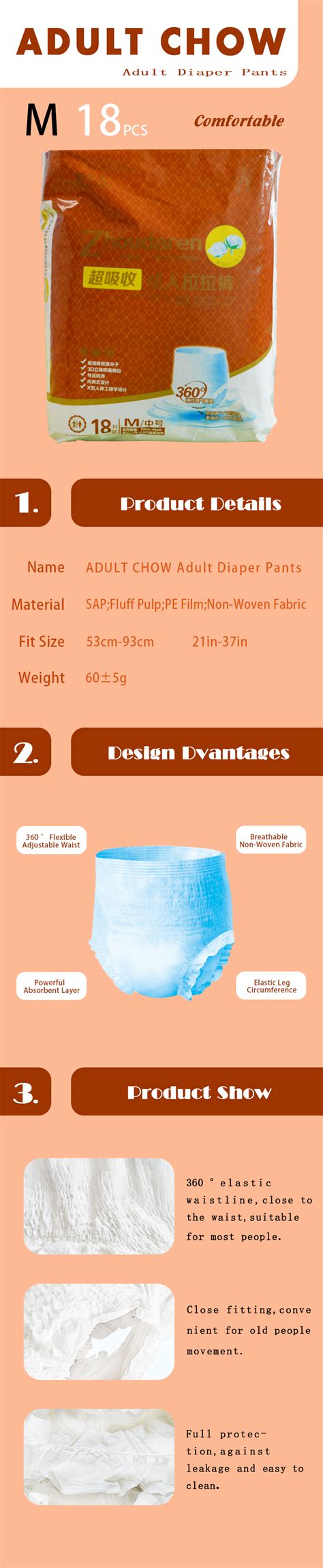 Youth Pull Up Diapers Sizes for Adult from China