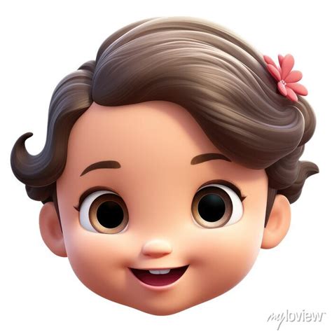 Memoji happy baby girl on transparent background. png. emoji, • wall ...