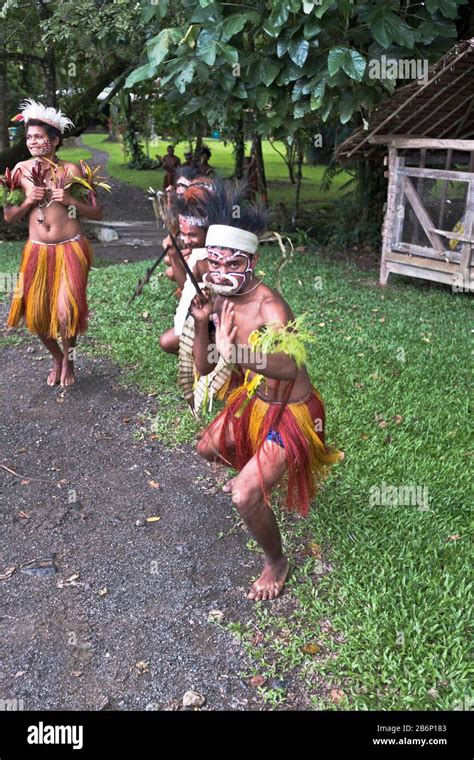 dh PNG native dancers ALOTAU PAPUA NEW GUINEA Traditional welcoming visitors to village tourism ...