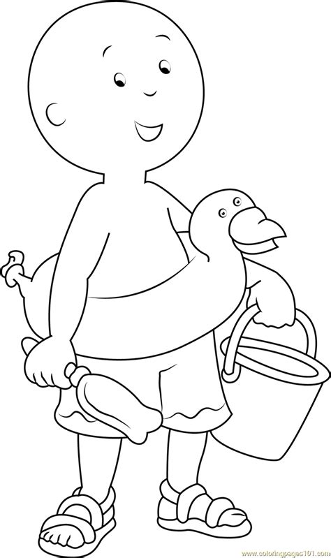 Caillou on Beach Coloring Page for Kids - Free Caillou Printable Coloring Pages Online for Kids ...