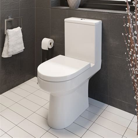 Close Coupled Bathroom Toilet Modern White Square Ceramic Soft Close ...