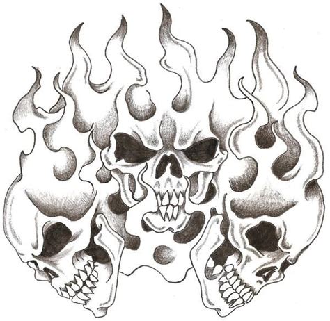 Skulls and Flames by TheLob | Skulls drawing, Skull coloring pages ...