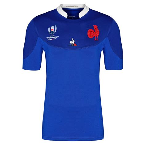 Maillot manches courtes de rugby replica Equipe de France adulte bleu ...