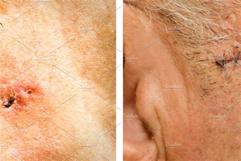 Basal Cell Carcinoma on the face of older man before surgery | High-Quality Health Stock Photos ...