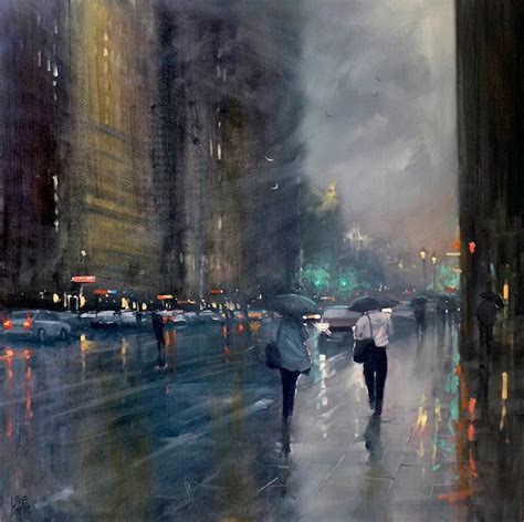 Painter Mike Barr Captures the Effect of Light on Rain-Swept Streets