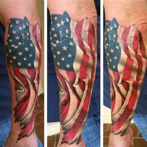 Waving American Flag Tattoo