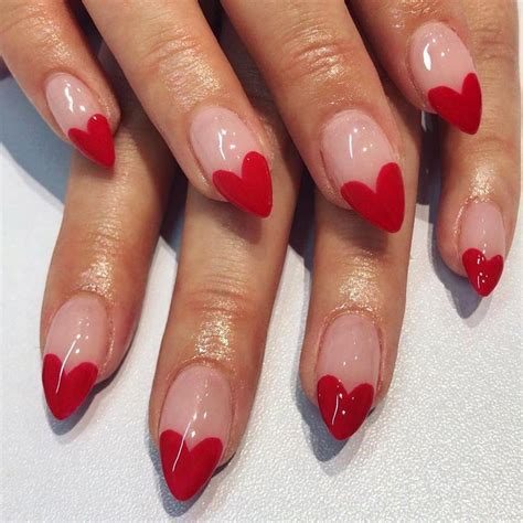 Nude Nails With Red Hearts - Molly Nails