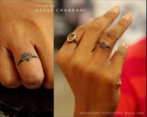 Cutest Diamond Ring Tattoo by Akash Chandani